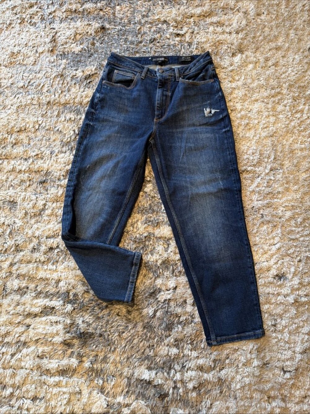 GUESS Mom Jeans Tapered High 100% Cotton Distressed Retro Women’s 28